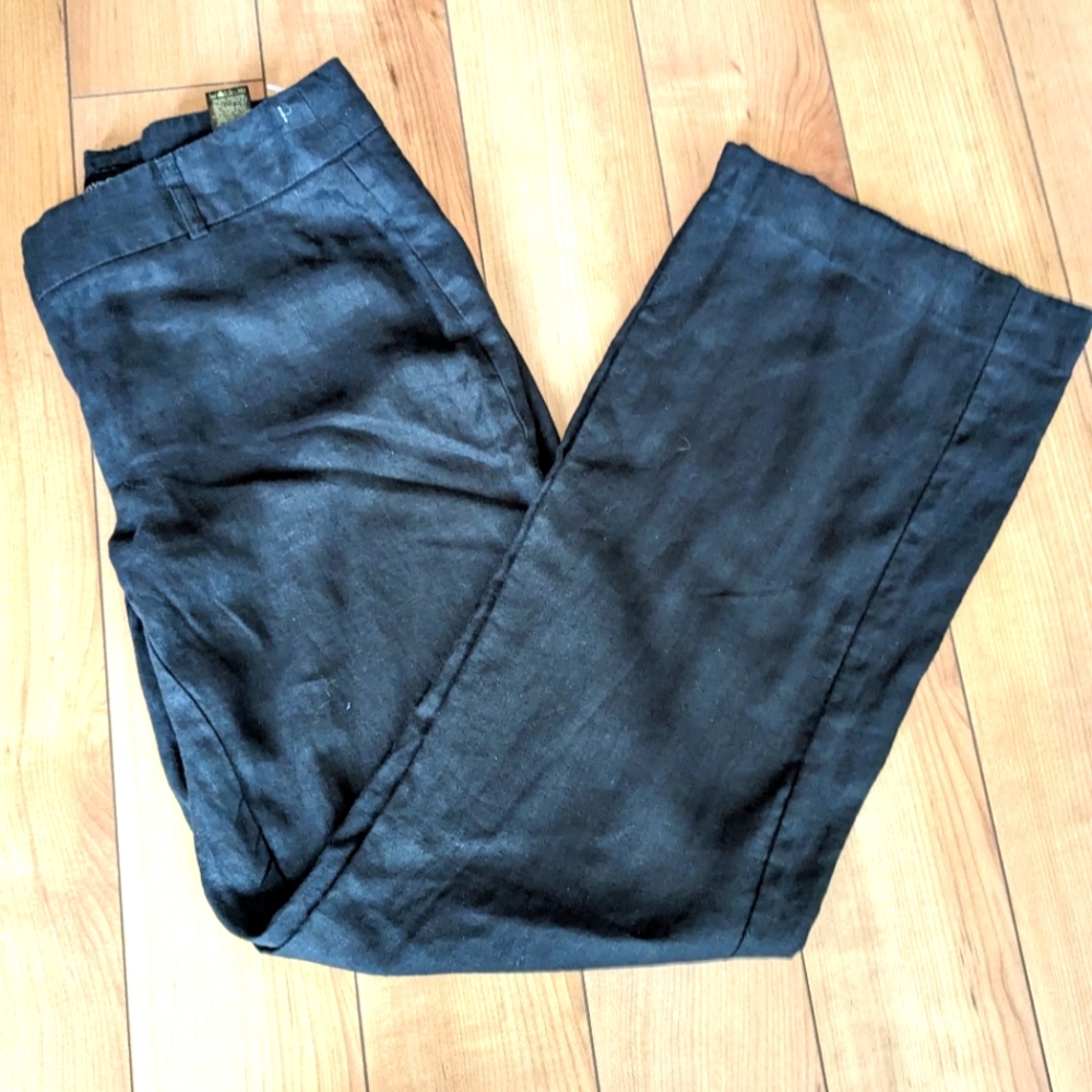 RW&CO. Pure Linen Wide Leg Medium Rise Charcoal Gray Pants Size US 4